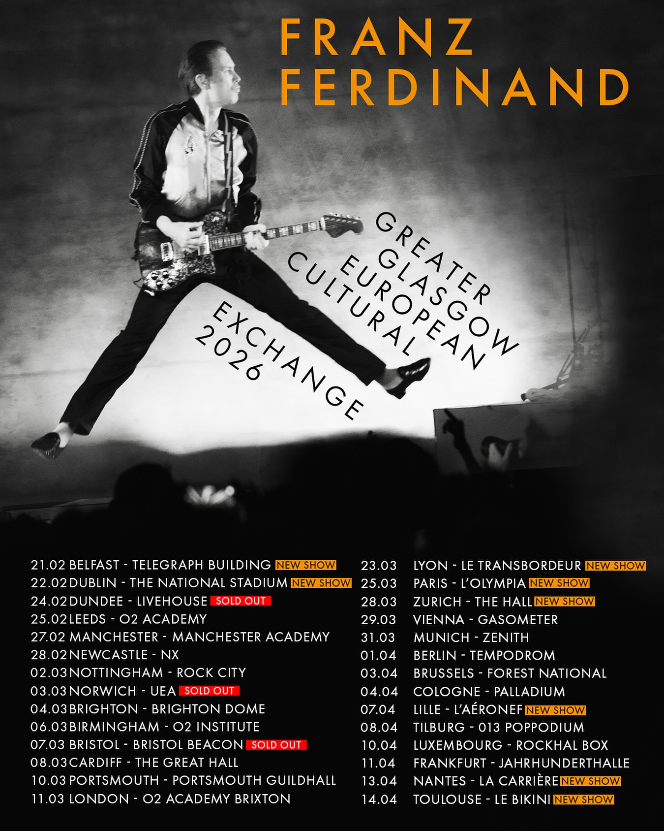 Franz Ferdinand Greater Glasgow European Cultural Exchange Tour Poster 2026